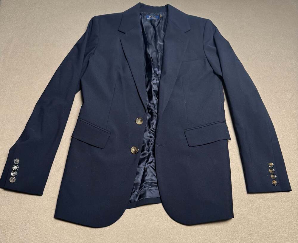 Polo Ralph Lauren Women's Navy Single-Breasted Two-Button Wool Blazer